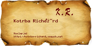 Kotrba Richárd névjegykártya